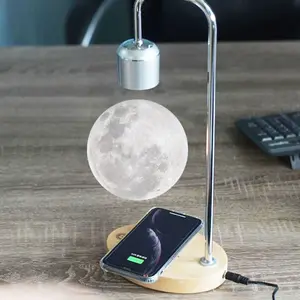 Заводская поставка Беспроводное зарядное устройство лампа для гостиной прикроватный левитирующий лунный Магнитный Плавающий Настольный светильник