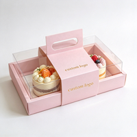 Boîte rose 12x8 pouces avec couvercle transparent, durable et portable, pour gâteaux, desserts, friandises, thé de l'après-midi, emballage cadeau pour les fêtes, boulangerie