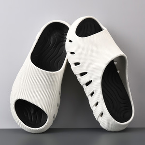 Men's Outdoor <b>Slides</b> Thick Soled Platform Breathable Non <b>Slip</b> Comfortable Beach Sports Sandals Black Purple - Product Image 2