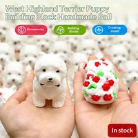 Balle Squishy DIY en blocs de construction West Highland White Terrier, moulable, à rebond lent, mignonne, sonore, anti-stress, pour ASMR