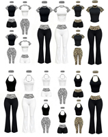 Ensemble tendance pour femme Milady, imprimé léopard, sweat à capuche zippé et pantalon évasé, deux pièces, style streetwear, logo personnalisable