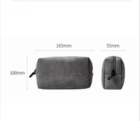 Sac de rangement décontracté en PU avec fermeture éclair pour adaptateur secteur, clé USB, souris d'ordinateur et accessoires de batterie externe - Petit sac