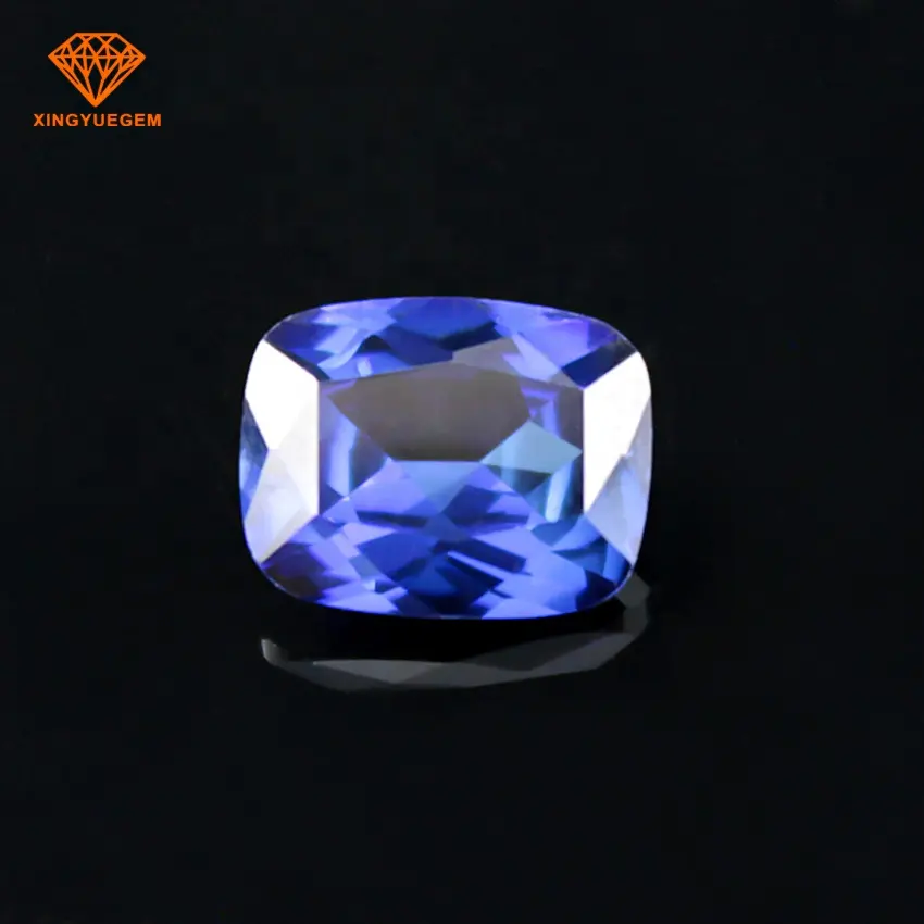 Free sample gemstone wholesale 35# Emerald Cut Corundum Synthetic Blue Sapphire