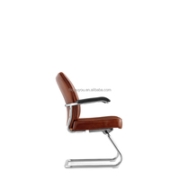 Chaise moderne en cuir PU marron avec coussin souple pour salle d'attente, réception, bureau des visiteurs, conférence et événement, avec bras rembourré
