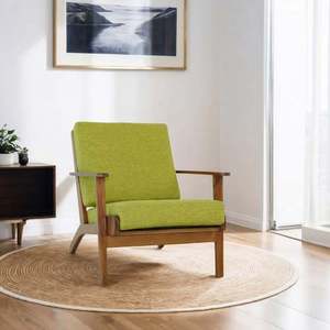Sillón Moderno Connor de Madera Maciza y Lino - Verde Pistacho Ecológico para Sala de Estar, Dormitorio, Comedor, Oficina en Casa - Product Image 2