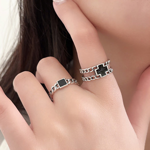 S925 Sterling <b>Silver</b> Cross <b>Ring</b> With Epoxy Resin Inlay For Women Everyday Wear - Product Image 3