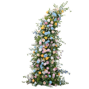 2025 nueva llegada profesional Simple elegante arco de cuerno de pie Floral Artificial decoración de <span class=keywords><strong>boda</strong></span> colorido pastel de rosa de seda - Product Image 3