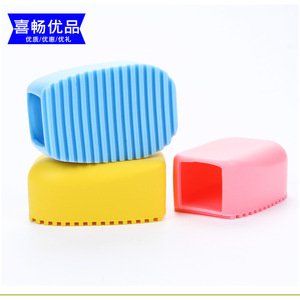 Mini cepillo de limpieza tipo tabla de lavar, cepillo de silicona de mano de color caramelo, tamaño 1, reutilizable para el cuidado de la ropa - Product Image 2
