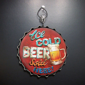 Vintage <strong>Beer</strong> <strong>Bottle</strong> <strong>Cap</strong> Shape Tin Sign Bar <strong>Wall</strong> <strong>Decor</strong> <strong>Beer</strong> <strong>Cap</strong> Metal Tin Sign Advertisement Poster for <strong>Wall</strong> Hanging Decorative