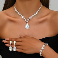 Женский роскошный ювелирный набор: колье, серьги и браслет с кубическим цирконием в форме капли воды, для свадьбы и вечеринок
