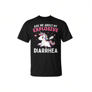 Camiseta con diseño de unicornio, camiseta con gráfico divertido del meme de la diarrea explosiva, talla para adultos - Product Image 2