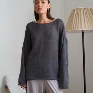 Maglione da <span class=keywords><strong>donna</strong></span> in <span class=keywords><strong>maglia</strong></span> traforata, scollo rotondo, sexy, sottile e trasparente - Product Image 5