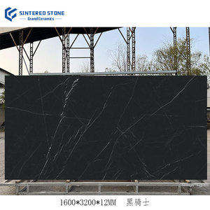 Luxury Black Knight Sintered Stone Slab Countertop <strong>Kitchen</strong> Floor Wall <strong>Tile</strong> <strong>Large</strong> Sizes for Dining Living Room Outdoor Use - Product Image 3