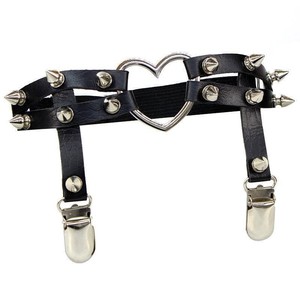 Attaches de jarretière antidérapantes réglables en forme de cœur, style coréen, pour bas cuissardes, avec anneaux de jambe élastiques à rivets - Product Image 4