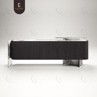 Meja Bufet Batu Fusion Kontemporer Kabinet Sideboard Mewah untuk Ruang Makan