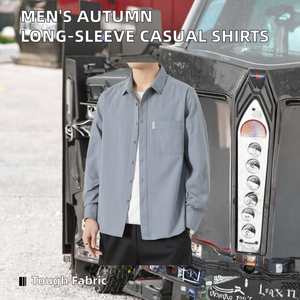 Vente en gros : Nouveaux Blousons Chemises en Coton Lavé à Manches Longues pour Hommes, en Flanelle d'Automne, Coupe Ample, Style Décontracté et Tricoté, pour le Travail - Product Image 2