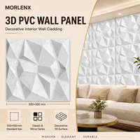 Panneau mural en PVC 3D MORLENX Crystal Facet, aspect marbre blanc, géométrique, décoratif, pour galerie, bureau, hall