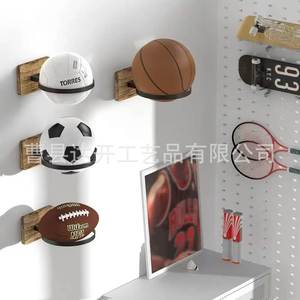 <b>Wall</b> <b>Mounted</b> Wooden Basketball Storage Rack Rectangle 1 Layer Living Room Display <b>Shelf</b> Multipurpose - Product Image 2