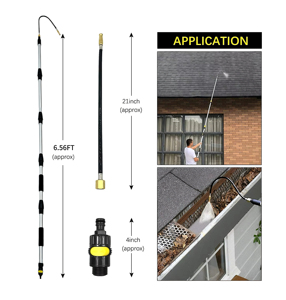 Bâton télescopique de 6,5 pieds pour le <span class=keywords><strong>nettoyage</strong></span> des gouttières avec bouton poussoir, perche d'extension en aluminium pour le <span class=keywords><strong>nettoyage</strong></span> des gouttières de toits hauts - Product Image 2
