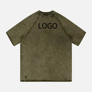 Bán buôn cổ điển Ngắn Raglan T-Shirt 100% cotton pháp terry cao đau khổ thêu lụa Màn hình <span class=keywords><strong>Enzyme</strong></span> rửa dày dệt kim - Product Image 3