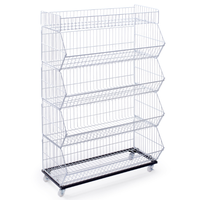 RH-BR03 1000*450*1350mm Chariot promotionnel empilable en treillis métallique couleur argent chromé