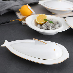 Singer Pure White Ceramic Soup Pot with Lid Personalized Household Double-Eared Bowl Palace Basin <b>Set</b> <b>for</b> Parties - Product Image 2