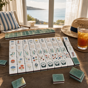 Jeu de tuiles de mahjong Ocean East Coast Sands, 160 pièces, 3 couches, tuiles en acrylique pliables, thème océan, pour cadeau, soirée de jeu de luxe - Product Image 3