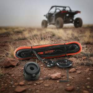 Câble de treuil synthétique 3/16 pouces x 50 pieds avec gaine de protection, crochet forgé, sangle de remorquage universelle pour VTT et UTV - Product Image 2