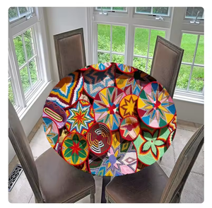 Tùy Chỉnh Vòng Không Thấm Nước Truyền Thống Ethiopian Thiết Kế Bảng Bìa Khăn Trải Bàn Cho Dã Ngoại <span class=keywords><strong>60</strong></span> <span class=keywords><strong>Inch</strong></span> 80Inch Bảng Vải - Product Image 4