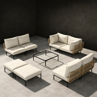 Conjunto de Sofás de Ratán Moderno para Patio con Cómoda Zona de Conversación, Inspirado en un Conjunto de Sofás de Ratán para Patio y Sofá Esquinero para Exteriores