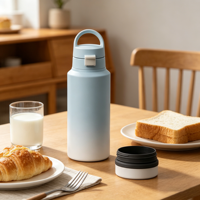 Gobelet isotherme 32oz 40oz en acier inoxydable à double paroi avec compartiment de rangement pour collations et couvercle magnétique