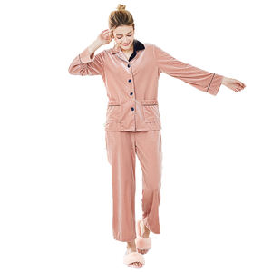 Pigiama all'ingrosso sopra le dimensioni <span class=keywords><strong>di</strong></span> <span class=keywords><strong>seta</strong></span> corallo inverno pigiama lunga donna <span class=keywords><strong>camicia</strong></span> <span class=keywords><strong>da</strong></span> <span class=keywords><strong>notte</strong></span> - Product Image 3