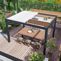 Pergola bioclimatique motorisée extérieure, imperméable, OEM, personnalisable, réglable, rétractable, en aluminium à lames orientables avec système de drainage