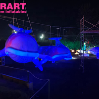 Baleine gonflable décorative LED suspendue pour l'extérieur, baleine gonflable décorative pour événements festifs