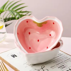 Ensemble de bols ramen à la fraise en céramique anti-brûlure créatifs Bol à nouilles instantanées mignon Jolis bols à mélanger - Product Image 6