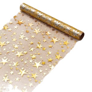 French Minimalist Home Decor Table <b>Runner</b> Sequined Foil Rose Gold Metallic Mesh Star-shaped Details Eco-Friendly - Product Image 5