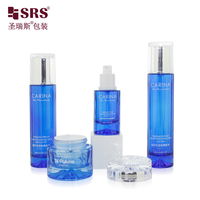 Kemasan Pompa Kosmetik Kaca Biru 40ml 100ml 120ml Botol Serum dengan Sablon Sutra