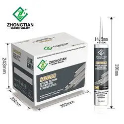 ZHONGTIAN Adhesives Sealants Window Silicone Glue Silicone Model Glass OEM Neutral Weather Resistance Silicone White 12 Months