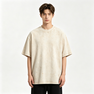 Camiseta de Algodón Oversize Premium con Estampado Serigrafiado y Lavado Ácido para Hombre, Logotipo Personalizado, Estilo Urbano, Hombro Caído, Estampado Gráfico de Alto Gramaje - Product Image 1
