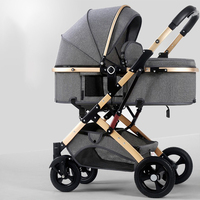 Porte-bébés et poussettes trois places avec rideau, chariot trois-en-un, sangle de transport à motif de dessin animé, porte-bébé ventral portable en PPSU pour enfants et bébés