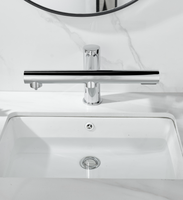 Robinet chromé sans contact trois-en-un : Robinet d'eau + Distributeur de savon + Sèche-mains haute vitesse, avec cartouche en céramique, à poser sur comptoir