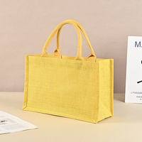 Sac fourre-tout en jute tissé dense 60x60, 36x19x32cm, format A4, écologique, avec poignées, sac d'épicerie réutilisable, personnalisable OEM, vente en gros