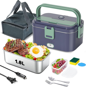 Boîte à lunch électrique 60W chauffe-aliments 12V 24V 110V chauffe-aliments portable pour voiture/camion/maison boîte auto-chauffante avec 1,8 L - Product Image 1