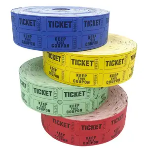 Double Raffle Ticket Roll 2000 Tickets Per Roll,Red, Blue,Green,Yellow
