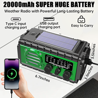 Nouvelle Radio Portable d'Urgence Extérieure 2026 Haute Capacité 20000 mAh avec Fréquence NOAA SW, Recharge Solaire et à Manivelle, Radio Internet