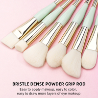 6 Buah Set Kuas Rias Hijau Muda Ujung Ganda, Bulu Sintetis Putih Lembut, Kuas untuk Foundation Blush Contour Eyeshadow