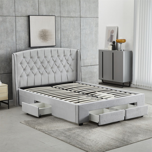 <span class=keywords><strong>Cama</strong></span> King-Size <span class=keywords><strong>de</strong></span> Diseño Moderno y Lujoso con Cabecera Acolchada, Juego <span class=keywords><strong>de</strong></span> Muebles <span class=keywords><strong>de</strong></span> Dormitorio con Cajones y Almacenamiento, Estructura <span class=keywords><strong>de</strong></span> Madera <span class=keywords><strong>de</strong></span> Lujo, Venta al Por Mayor - Product Image 3