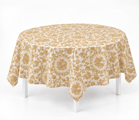 Nappe de table imperméable et résistante à l'huile en PEVA, motif bouquet de roses dorées, style européen opulent, nappe ronde de 60 pouces, nappe de table basse, nappe de bureau