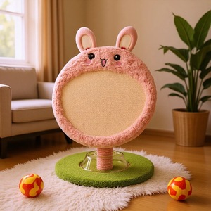 Arbre à chat en mousse de lin rose motif lapin, pour l'auto-entretenissement, <span class=keywords><strong>anti</strong></span>-<span class=keywords><strong>ennui</strong></span>, résistant à l'usure, robuste et durable - Product Image 2