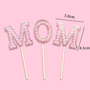Venta caliente blanco perla mamá rosa perla amor pastel Topper elegante mamá Día de la madre cumpleaños fiesta pastel Decoración - Product Image 3
